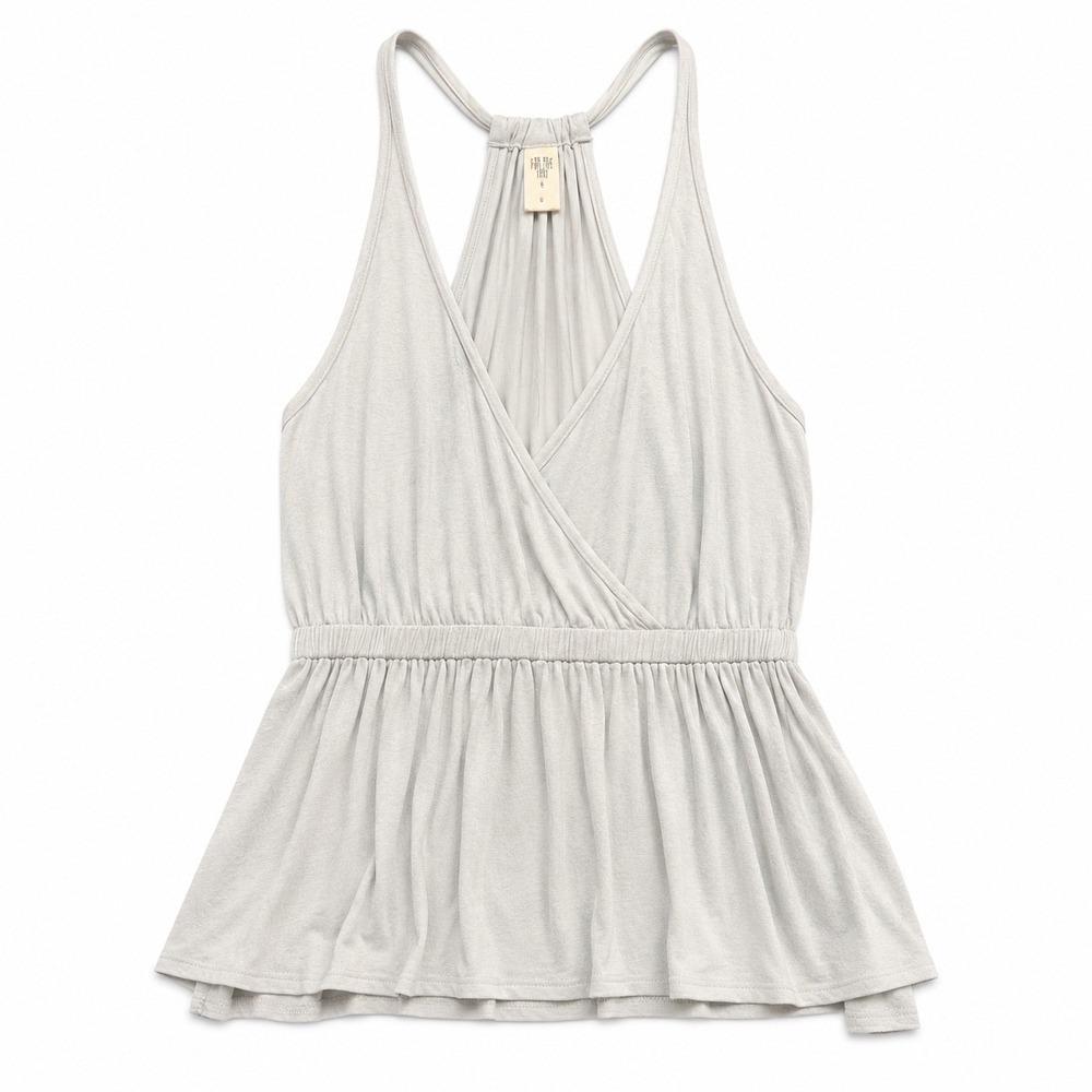 Free People We The Free Blue Grey Surplice Peplum Racerback Tank Top Small
